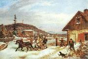 Cornelius Krieghoff The Toll Gate, oil painting
